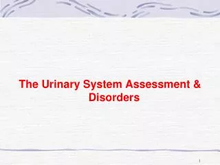 The Urinary System Assessment &amp; Disorders