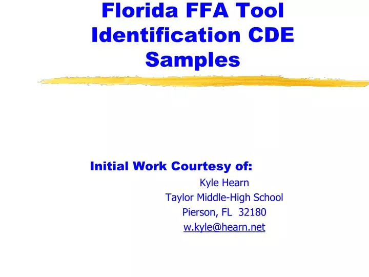 florida ffa tool identification cde samples