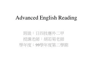 Advanced English Reading