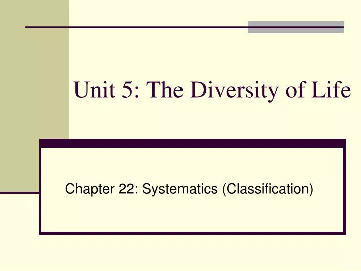 unit 5 the diversity of life