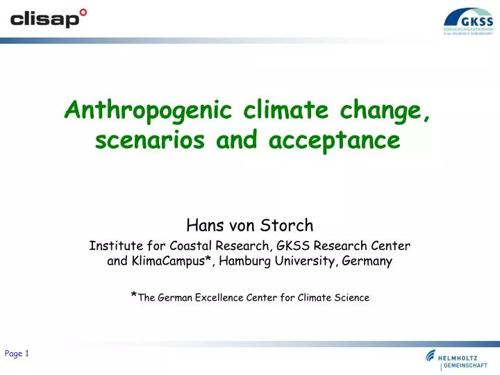 anthropogenic climate change scenarios and acceptance