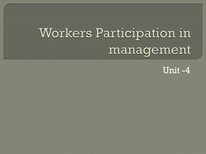 workers participation in management