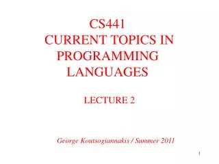 cs441 current topics in programming languages