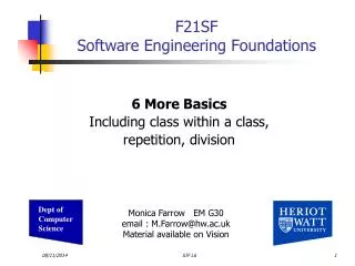 F21SF Software Engineering Foundations