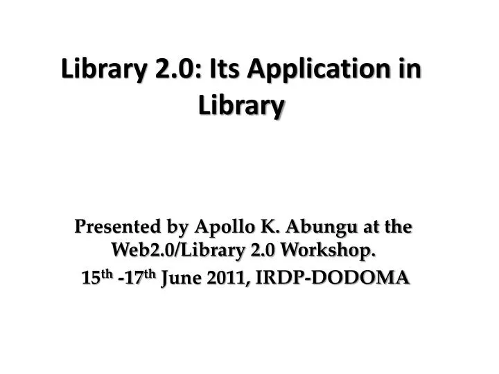 library 2 0 its application in library