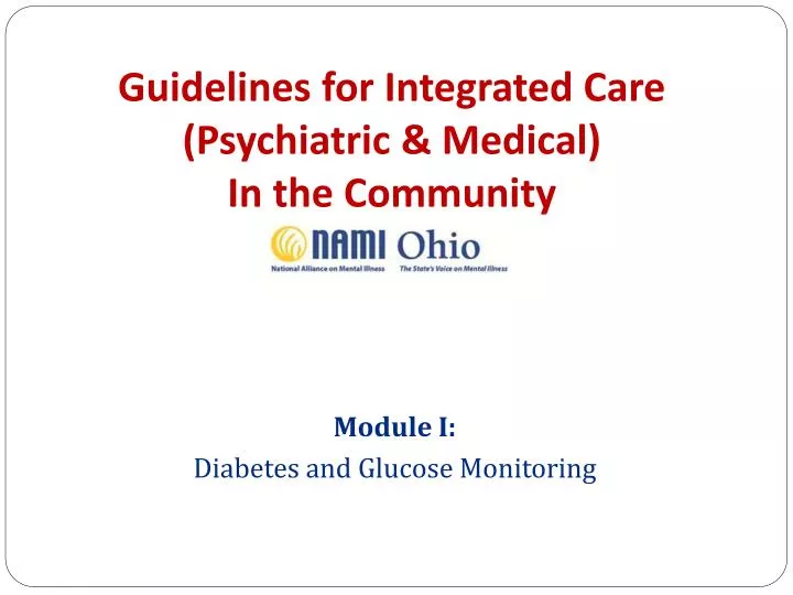 guidelines for integrated care psychiatric medical in the community