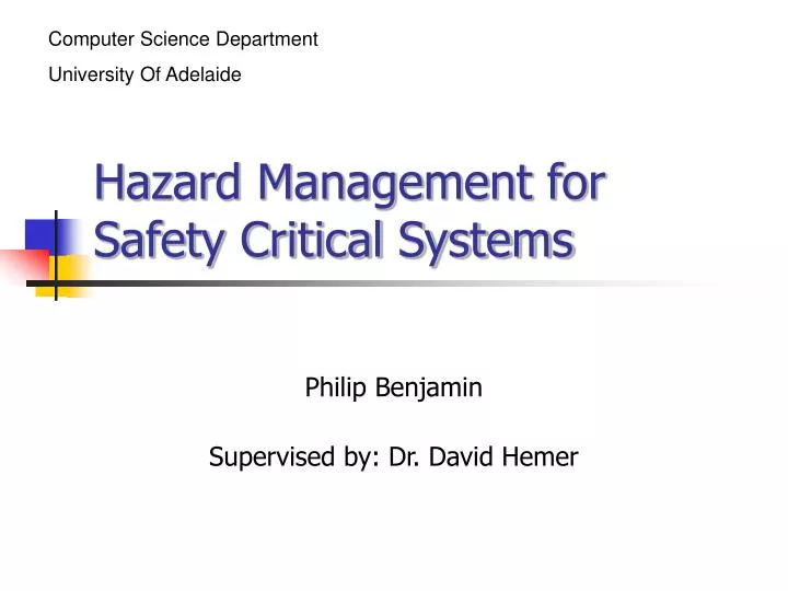 hazard management for safety critical systems