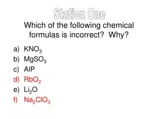 Which of the following chemical formulas is incorrect? Why?