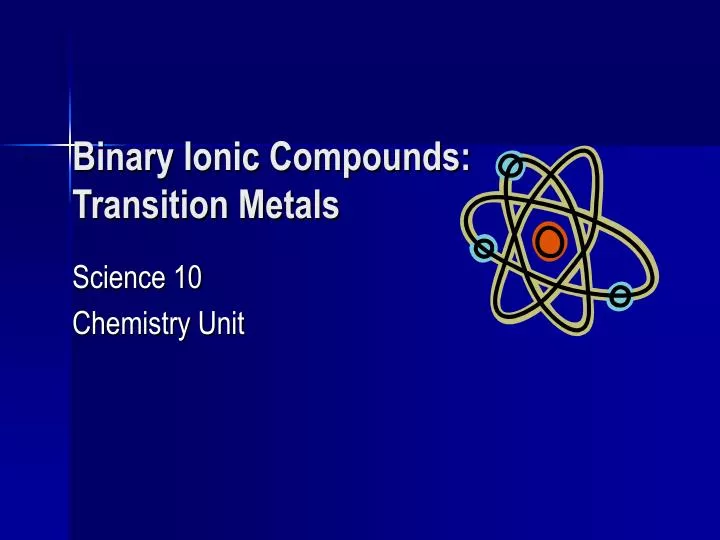 binary ionic compounds transition metals