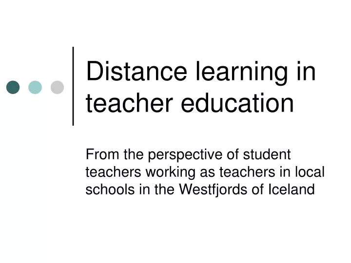 distance learning in teacher education