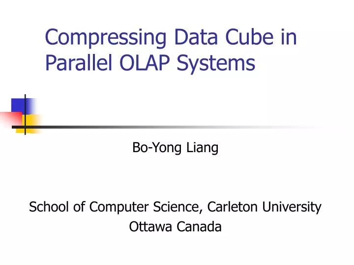 compressing data cube in parallel olap systems