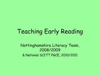 Teaching Early Reading
