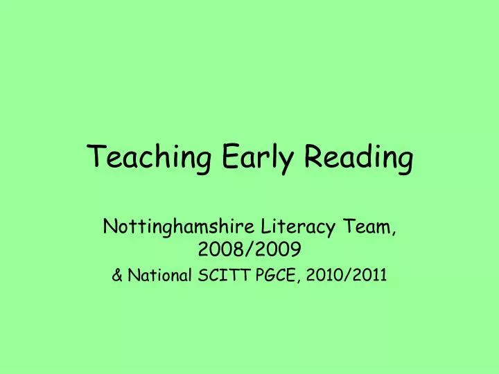 teaching early reading