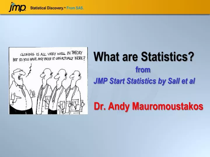 what are statistics from jmp start statistics by sall et al