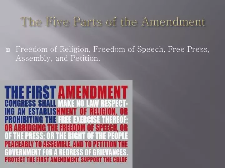 the five parts of the amendment