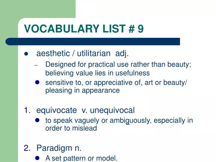 vocabulary list 9