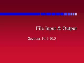 File Input &amp; Output