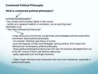 Continental Political Philosophy