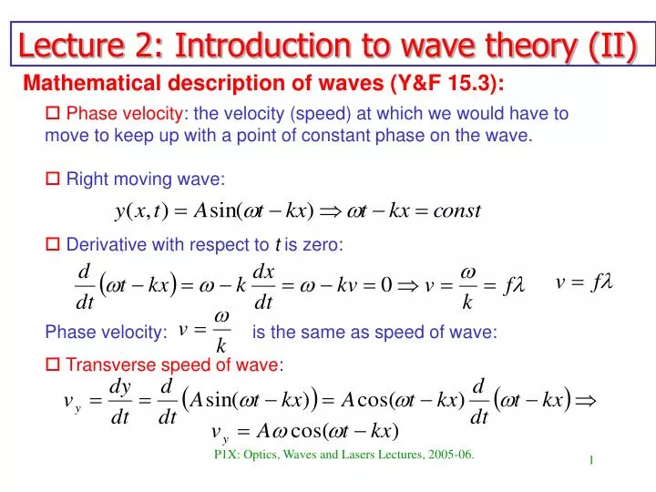 lecture 2 introduction to wave theory ii