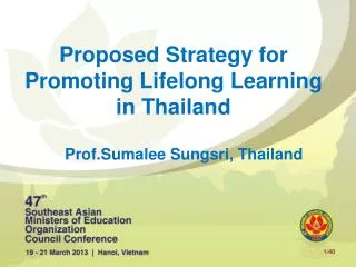Proposed Strategy for Promoting Lifelong Learning in Thailand