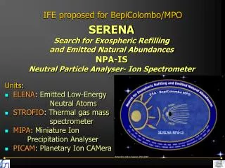 IFE proposed for BepiColombo/MPO