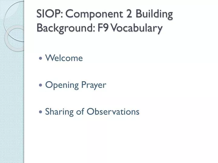 siop component 2 building background f9 vocabulary