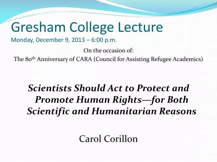 gresham college lecture monday december 9 2013 6 00 p m