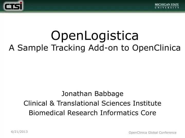 openlogistica a sample tracking add on to openclinica