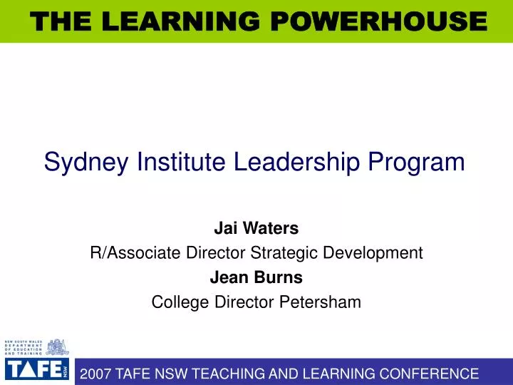 sydney institute leadership program