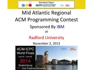 Mid Atlantic Regional ACM Programming Contest Sponsored By IBM