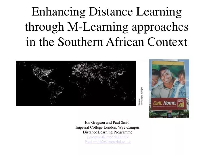 enhancing distance learning through m learning approaches in the southern african context