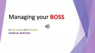 Managing your BOSS