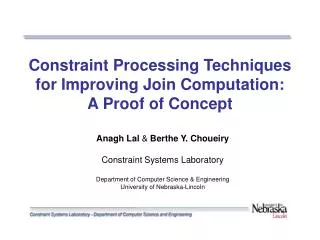 Constraint Processing Techniques for Improving Join Computation: A Proof of Concept