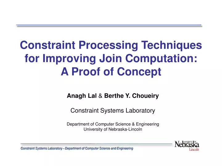 constraint processing techniques for improving join computation a proof of concept