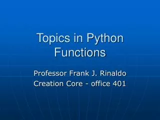 Topics in Python Functions