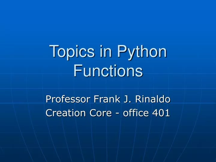 topics in python functions