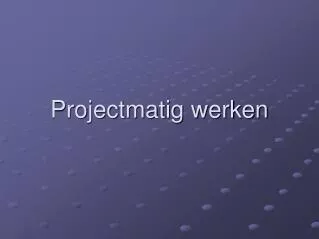 projectmatig werken