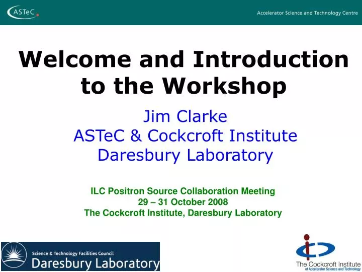 welcome and introduction to the workshop