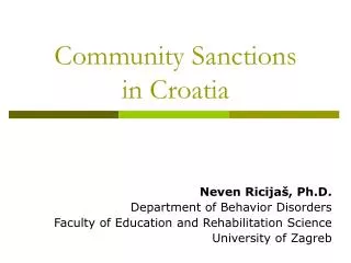 Community Sanctions in Croatia