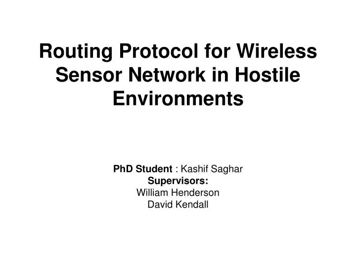 routing protocol for wireless sensor network in hostile environments