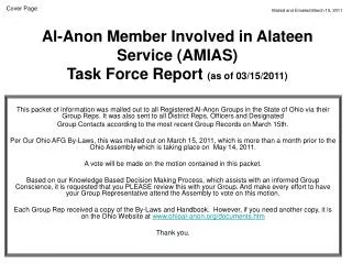 Al-Anon Member Involved in Alateen Service (AMIAS) Task Force Report (as of 03/15/2011)