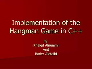 Implementation of the Hangman Game in C++