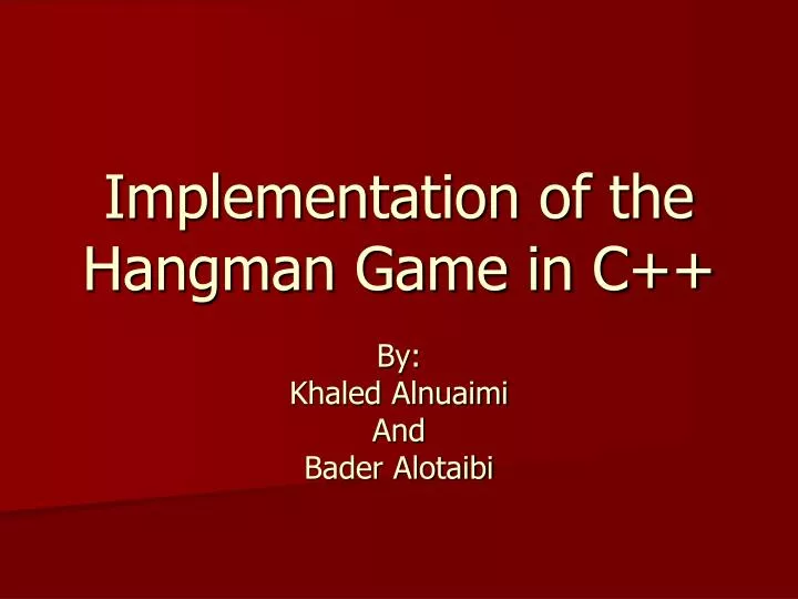 implementation of the hangman game in c