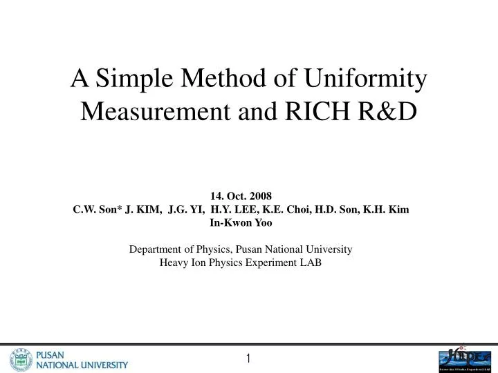 a simple method of uniformity measurement and rich r d