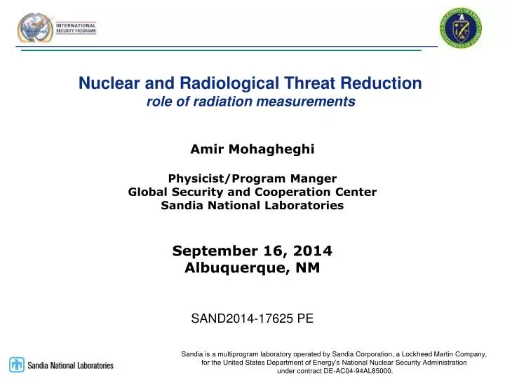 nuclear and radiological threat reduction role of radiation measurements