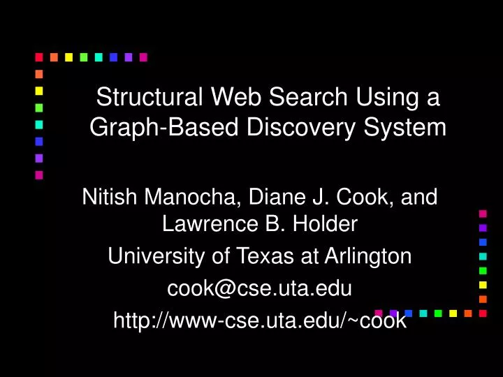 structural web search using a graph based discovery system