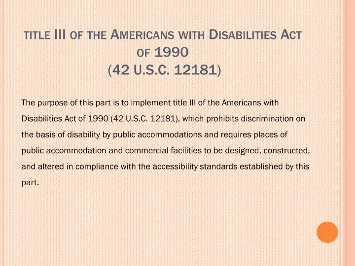 title iii of the americans with disabilities act of 1990 42 u s c 12181