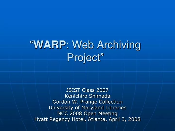 warp web archiving project