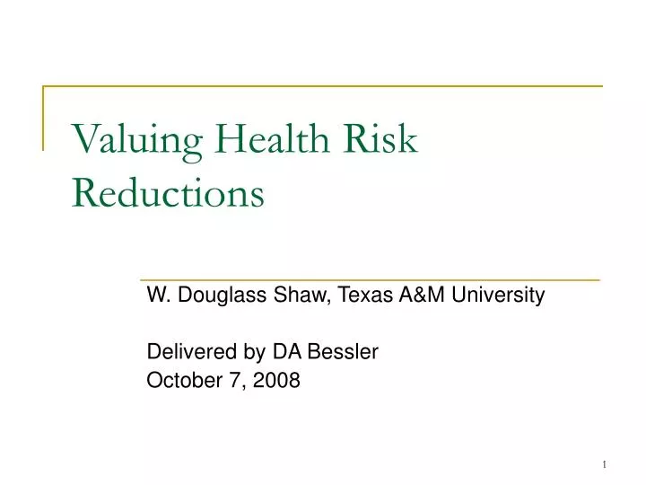 valuing health risk reductions