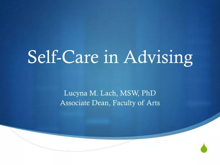 self care in advising